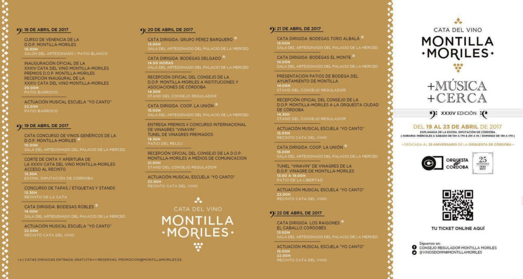 Programa de la Cata de Vino Montilla-Moriles 2017